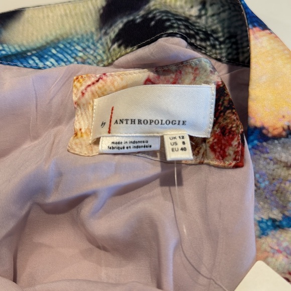 Anthropologie 8 NWT A-Line Midi Skirt Watercolor Art Vibrant Abstract. - Picture 9 of 9